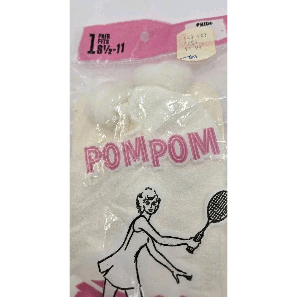 2 pair Pom Pom School Cheerleader Vintage 1980 Tennis Size 8 1/2-11 White & Blue
